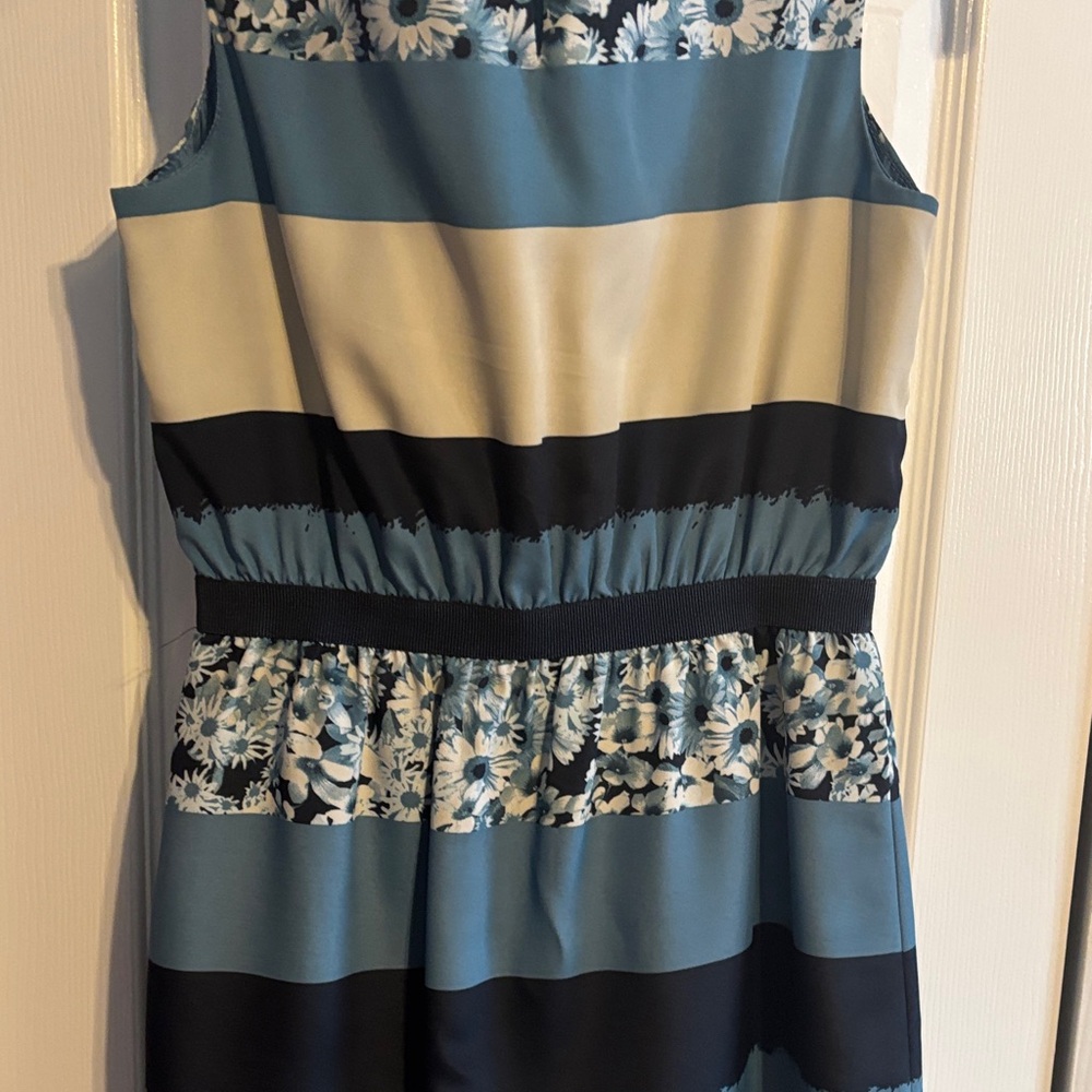 LOFT Elegant Blue Floral Women's sleeveless midi dress size XSP NWOT - Picture 10 of 10